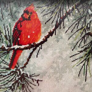 RARE NOS Vintage Monarch Horizons Needlepoint Red Winter Cardinal Bird